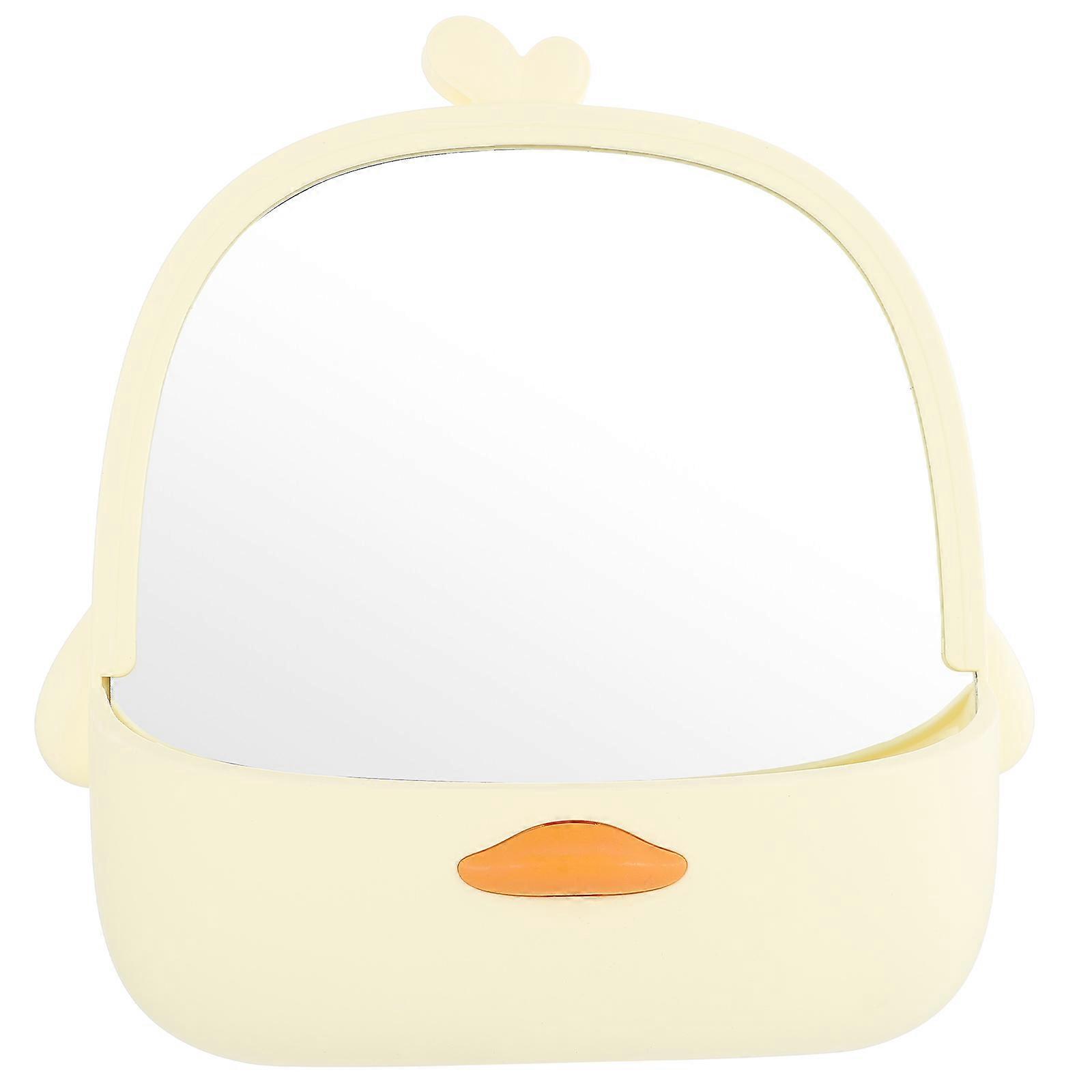 Vanity Mirror Tabletop Makeup Mirror Home Use Standing Design Yellow 20.9X19.7X5CM Simple Design 1Set