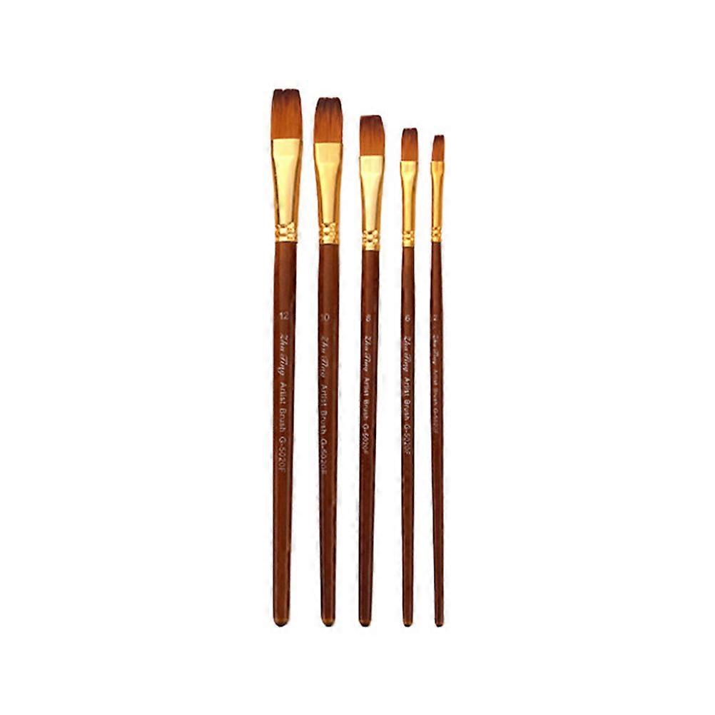 Nylon Brushes for Painting Wood Handle Oil Gouache for Fairs Parades 5Pcs