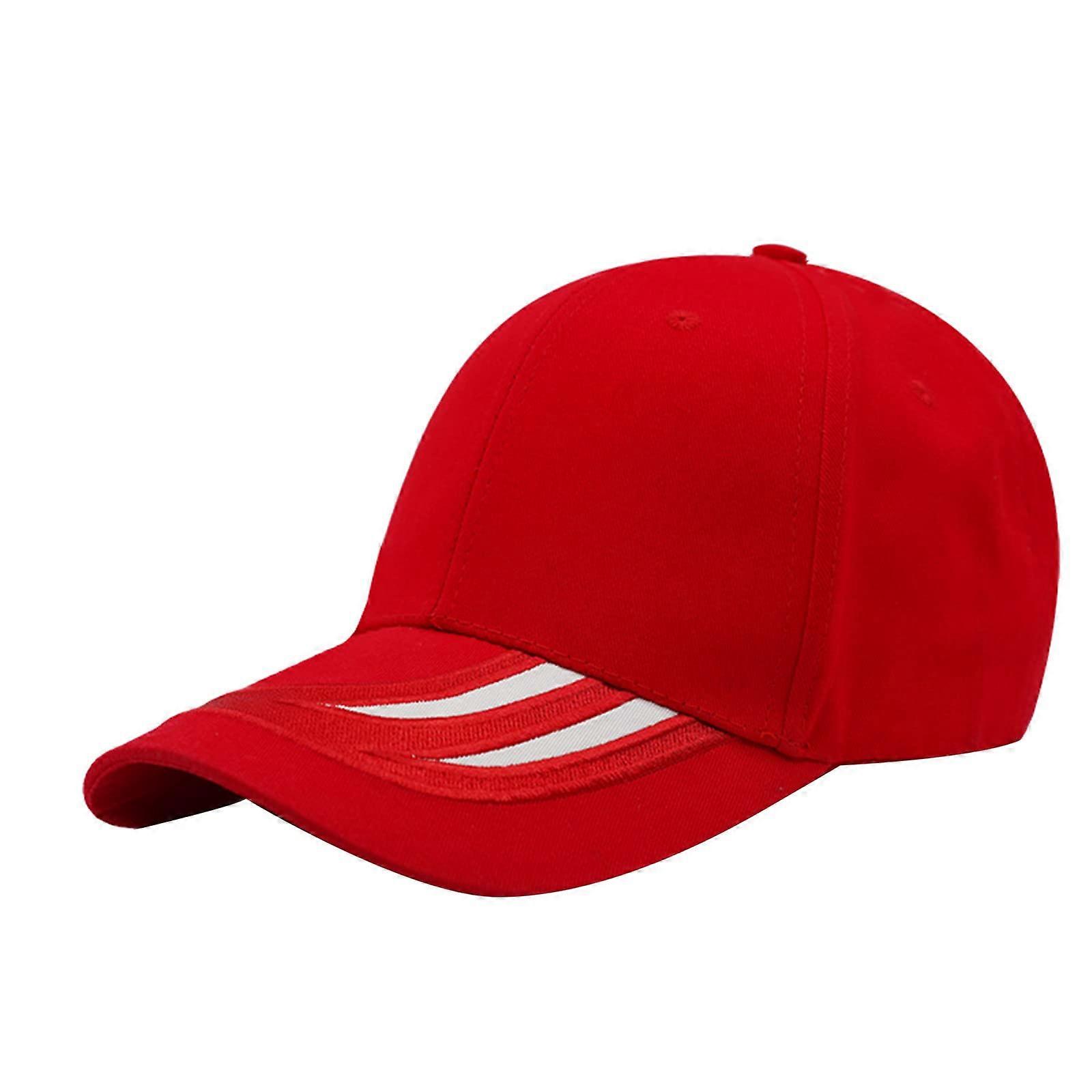 Summer Casual Sun Protection Baseball Caps for Men and Women, Adjustable Red Running Hat, Lightweight UV Protection, One Size Fits All
