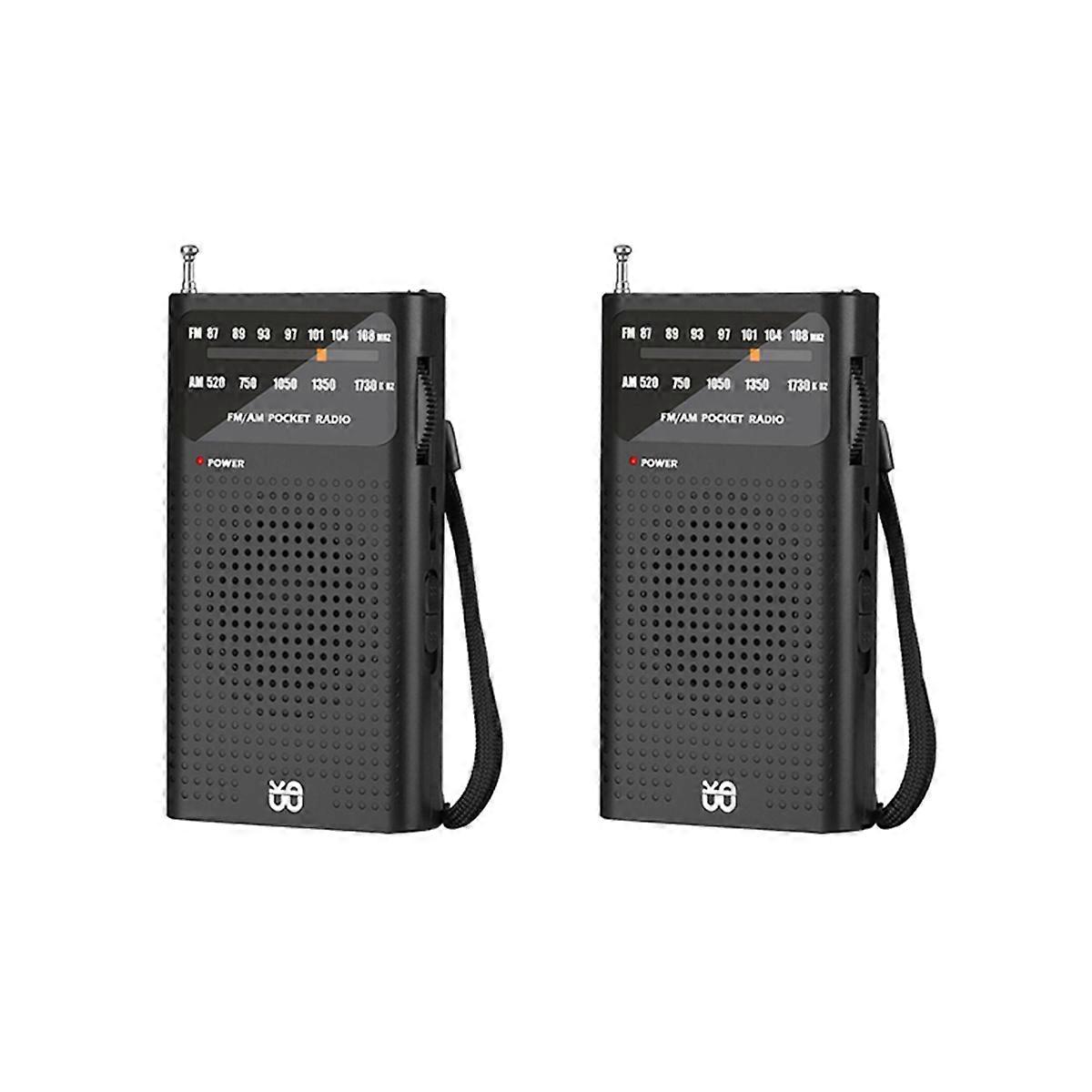 2X Mini Radio Portable AM/FM All Band Stereo Weather Pocket Radio Receiver for Old Man Walking Hikin