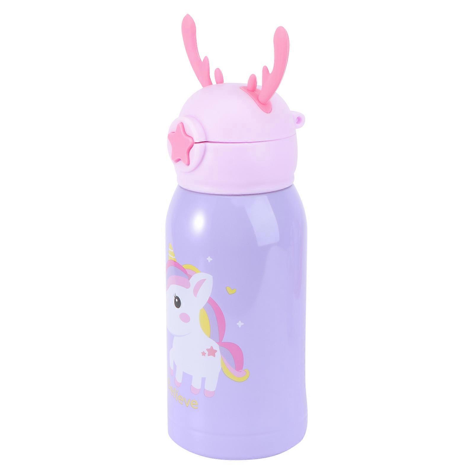 Children Insulation Cup Cartoon Water Kettle for Kids Purple 20.2X7.9CM Vacuum Insulation 1Pc