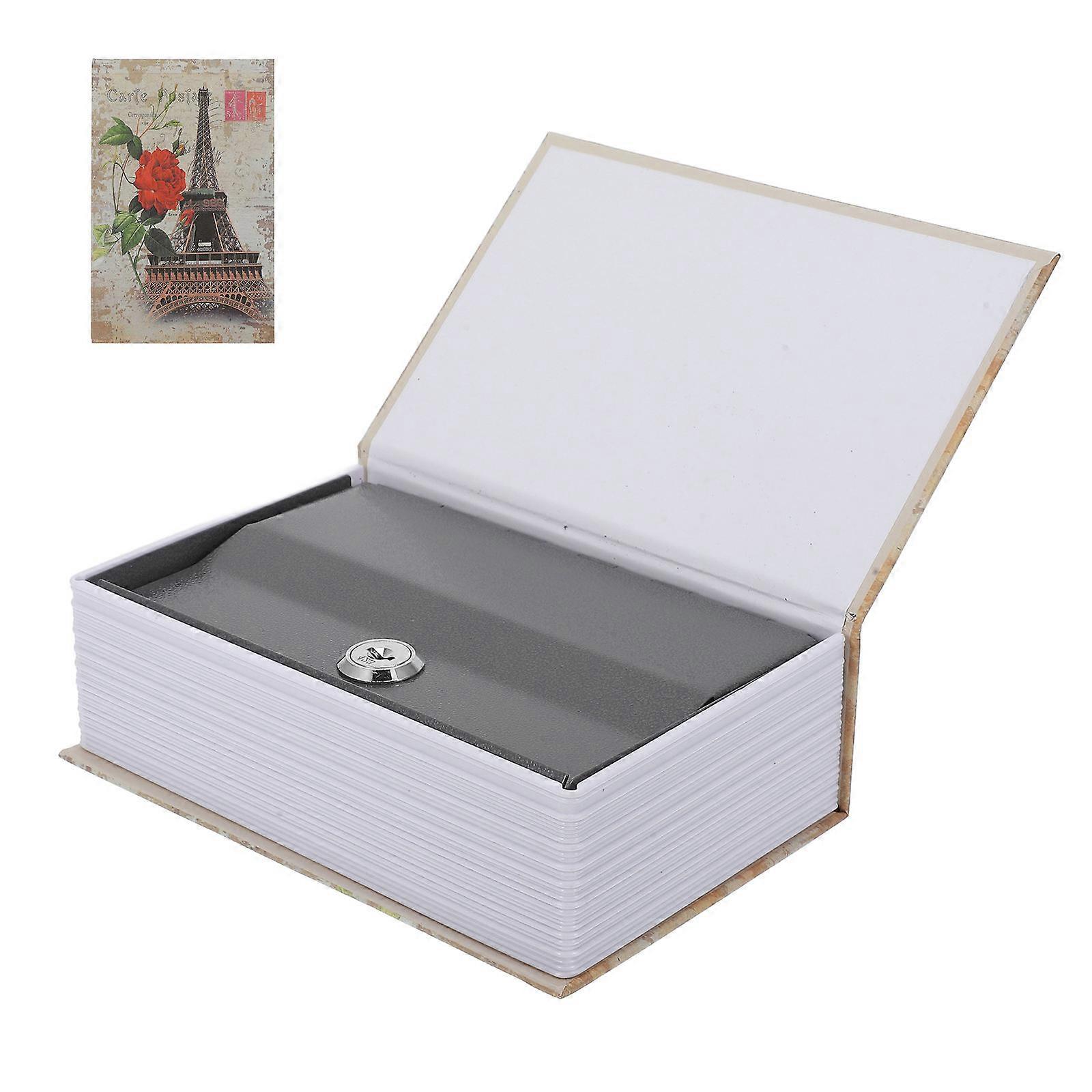 Portable Safe Box Creative Eiffel Tower Book Safe Home Use Black Metal Hidden Storage 1Pack
