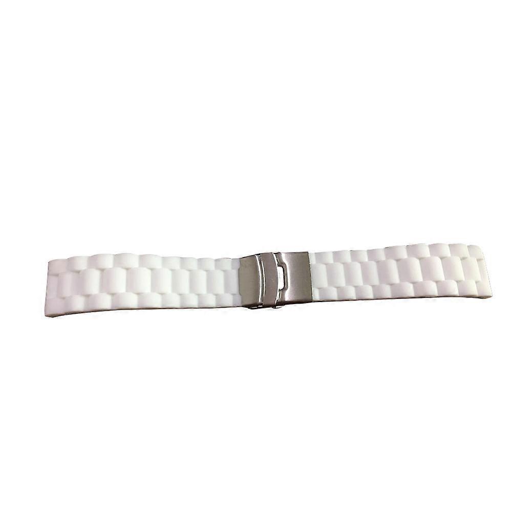 Silicone Watch Strap with Deployment Buckle – Comfortable, Durable, Lightweight Replacement Band for Smartwatches – Elegant White Design