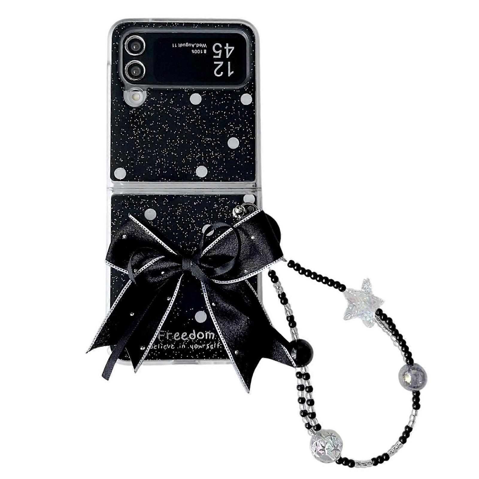 Glitter Powder Dots Pattern Phone Case with Bow Bracelet