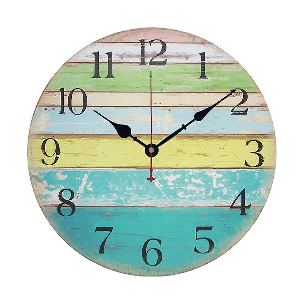 Wall Clock Retro Style Silent Function Multi Color 30x30cm Board Home Decor 1Pack