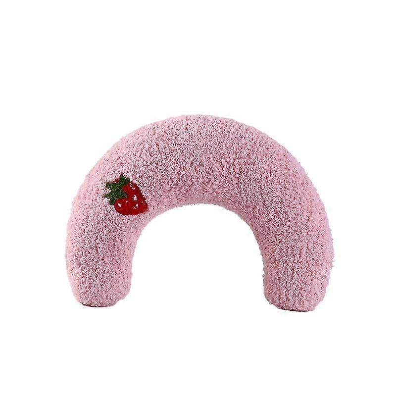 U-shaped Cat Bed for Deep Sleep, Soft Neck Support Pillow for Cats & Small Dogs, Plush Hug Pillow Pink