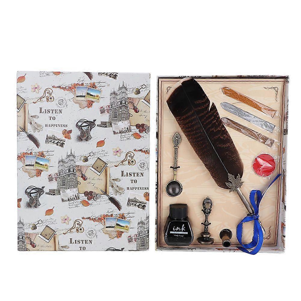 2025 Neuestes Modell Retro Edelstahl Federn Dip Writing Feder Stift Wachs Set