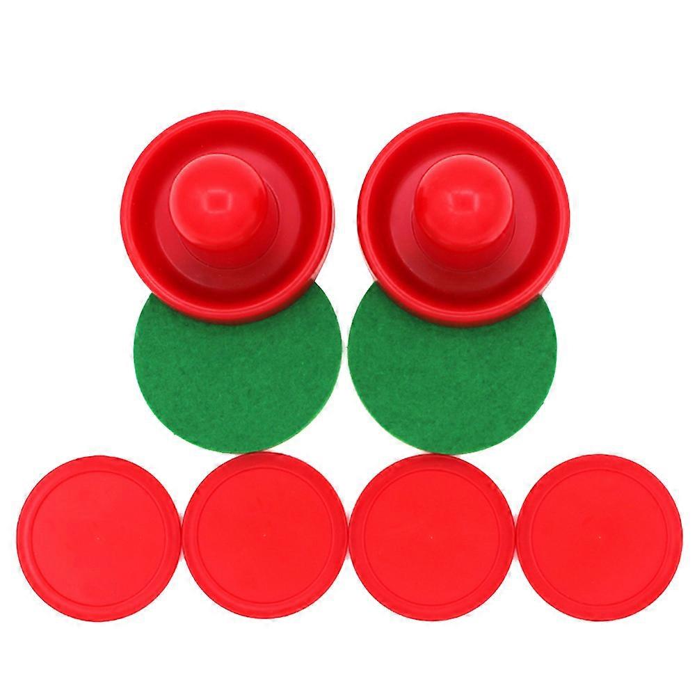 8pcs Air Hockey Replacement Paddles and Pucks with Red Handles – Ergonomic Design, Comfortable Grip for Game Tables – Air Hockey Table Accessories Kit