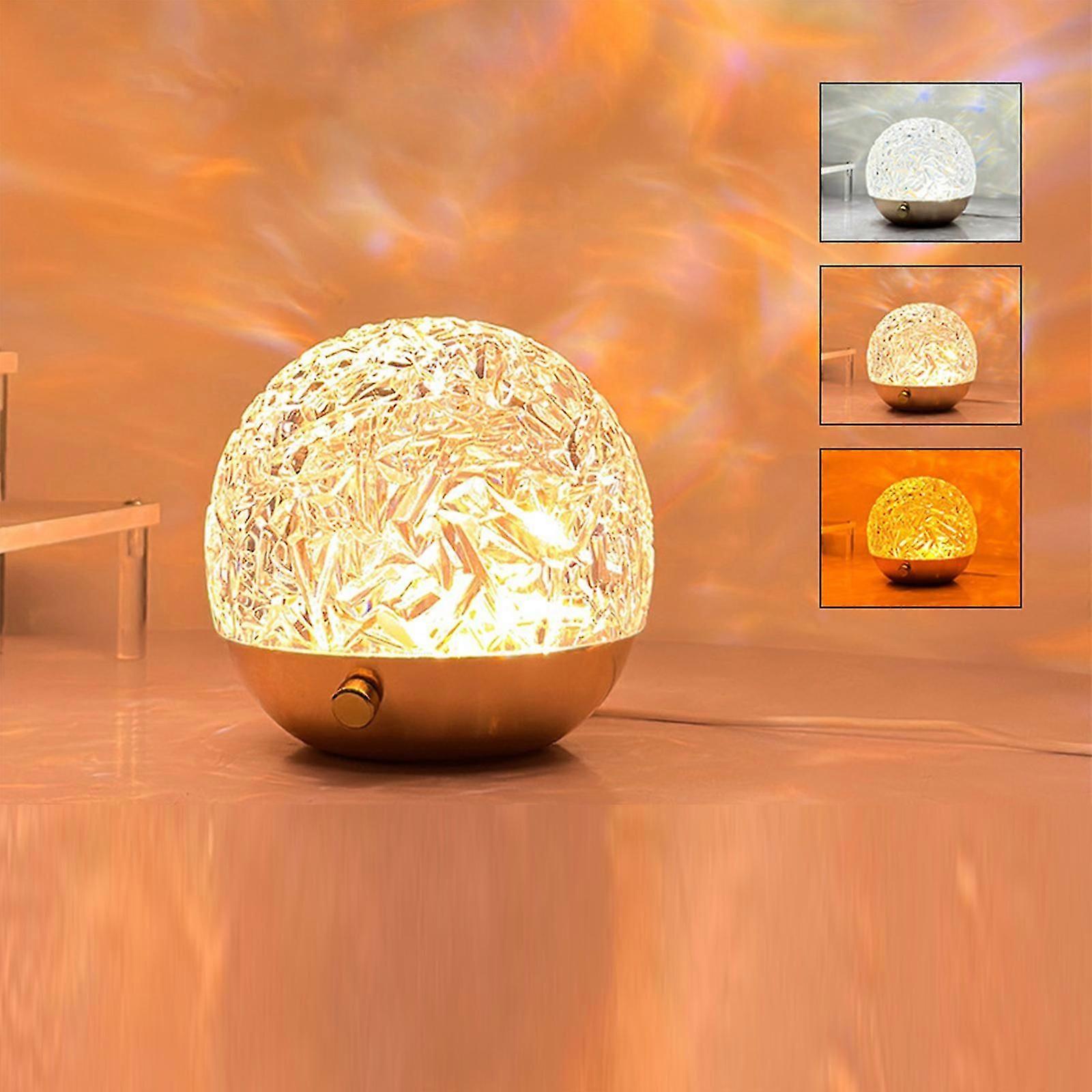 جهاز عرض ضوء الليل المموج للمياه الدورية لغرفة النوم ، إسقاط سقف الجدار رومانسي LED مصابيح الجو مصباح الطاولة المزاجي