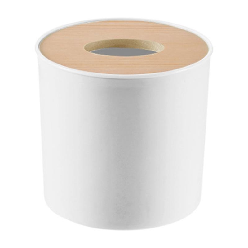 Wooden Cover Round Roll Paper Tissue Tube Household Removable Mini Wooden Tissue Box