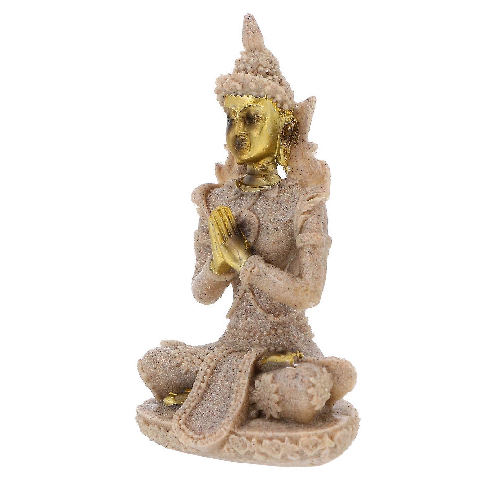 Hand Carved Mini Sandstone Buddha Statue Sculpture for Home Office Dorm Zen Garden Decor Symbolizing Calm and Peace Meditation Ornament