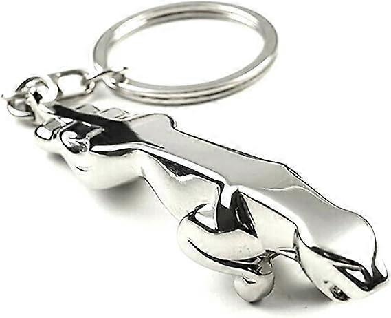 Animal Shaped Metal Keyring - Jaguar Design - Silver