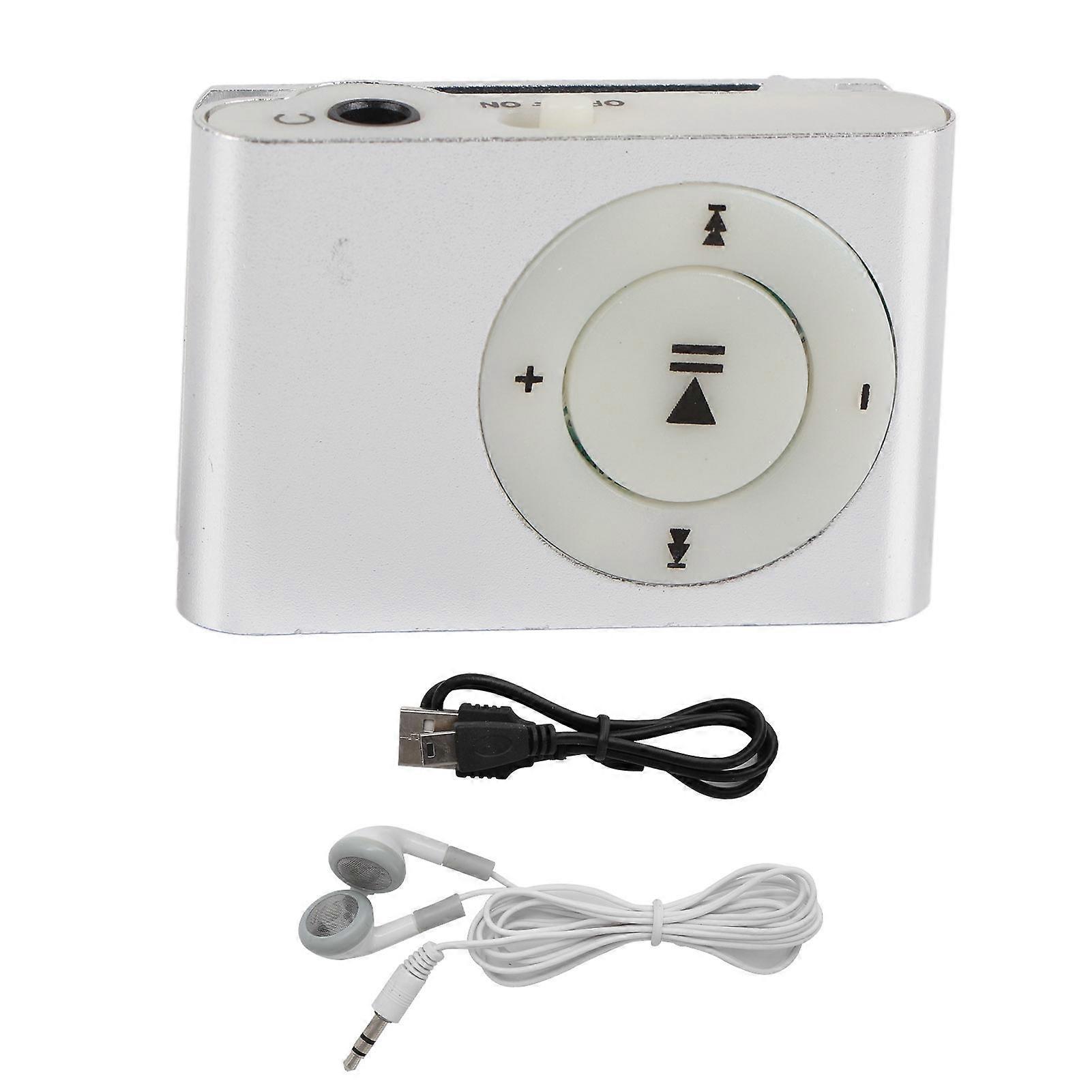 Portable Digital Music Media Player MiniMP3 BackClip Player with Earphone and USB Cable(Silver )
