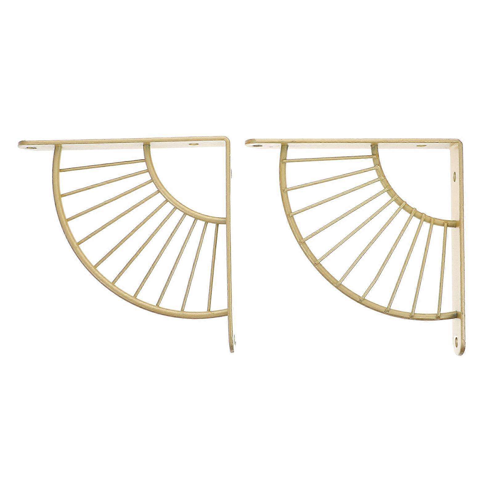 Fan Shaped Shelf Support 2Pcs Golden Iron Brackets for Storage Use