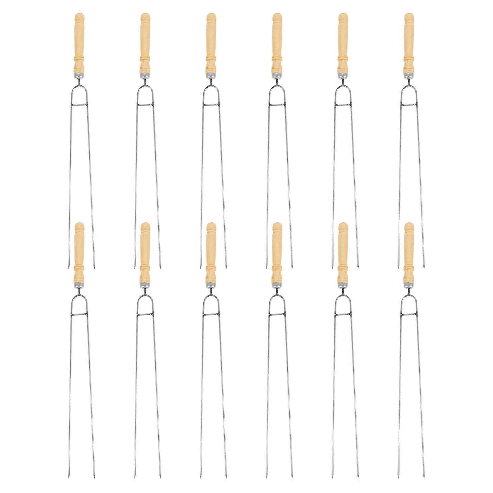Stainless Steel BBQ Needle Sticks for Grilling with Assorted Colors and Synthetic Material 12 Pcs