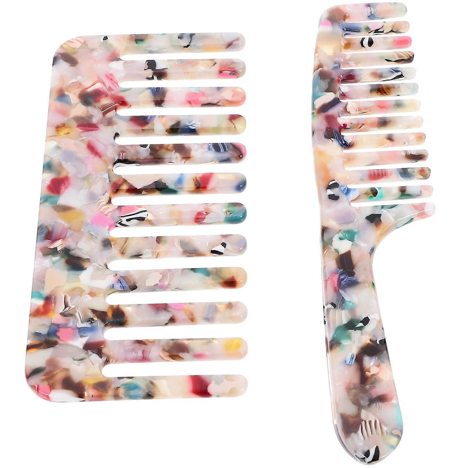 Wide Teeth Comb Detangle Comb for Home Use 2Pcs Assorted Color Material