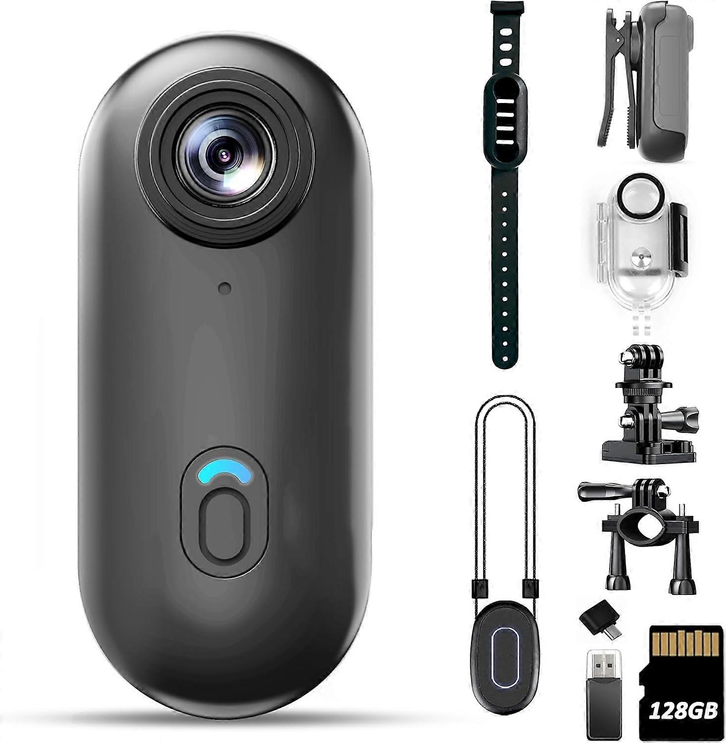 4K Mini Body Camera 128GB - Action Body Cam with Audio &; Video- Thumb Hands Free Αδιάβροχες φορετές κάμερες εγγραφής - POV Wear