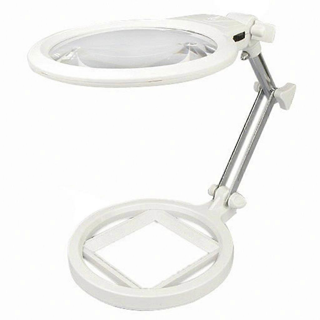 Foldable Reading Magnifier Table Magnifier Work Magnifier with 2 LED Lights Standing Magnifier Glass Magnifier 2x and 6x Magnifying Lens