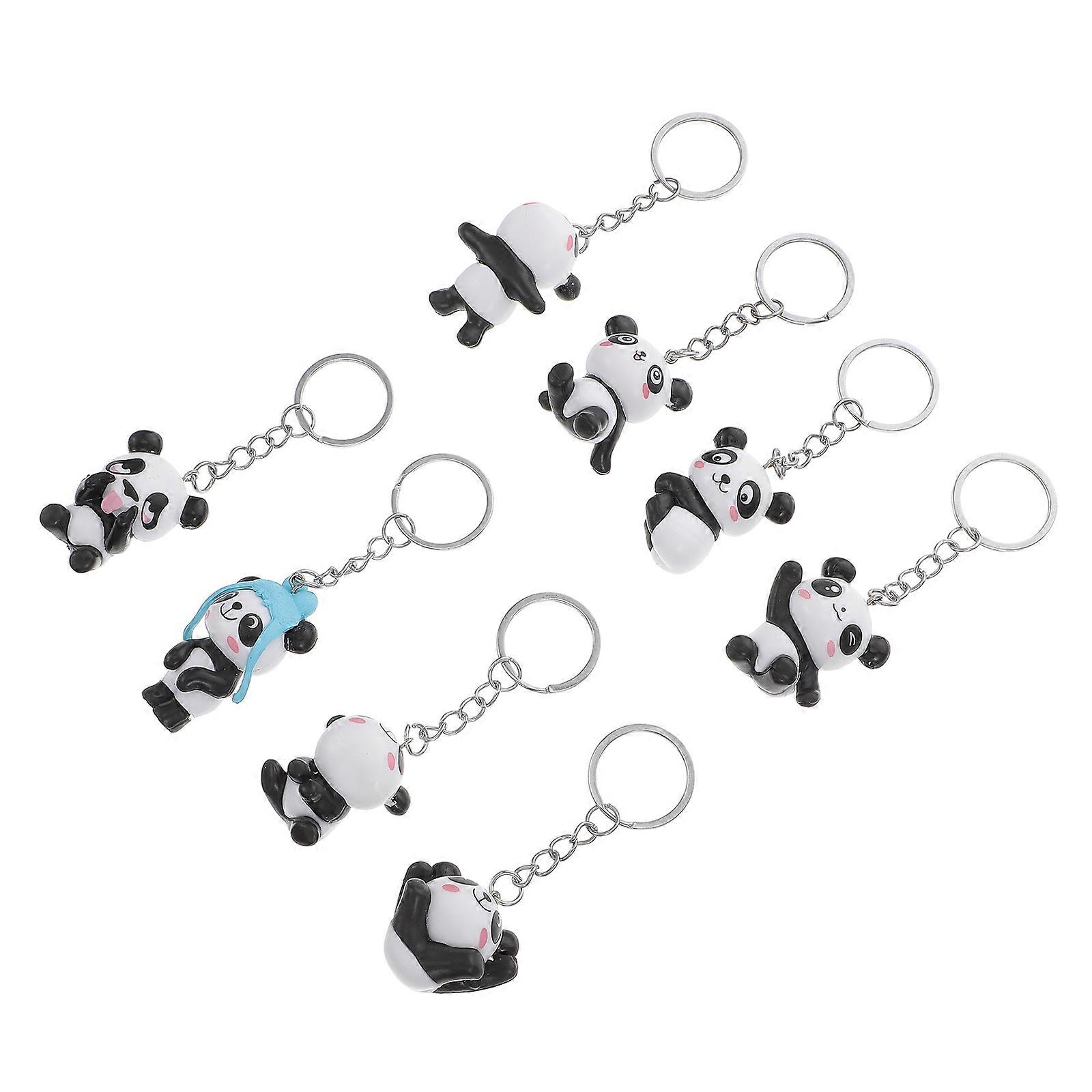 8pcs Cute Panda Keychains Lightweight Key Rings for Car Keys, Party Favors & Panda Lovers
