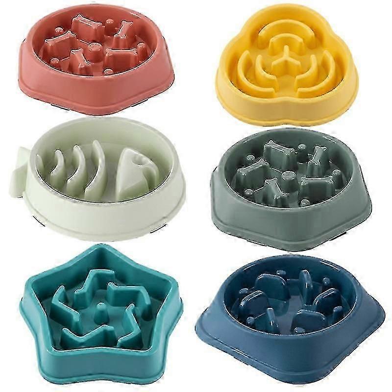 Pet Cat Dog Slow Feeder Bowl Anti-Choking Healthy Thickened Non-Slip Round Multiple Colors Shapes
