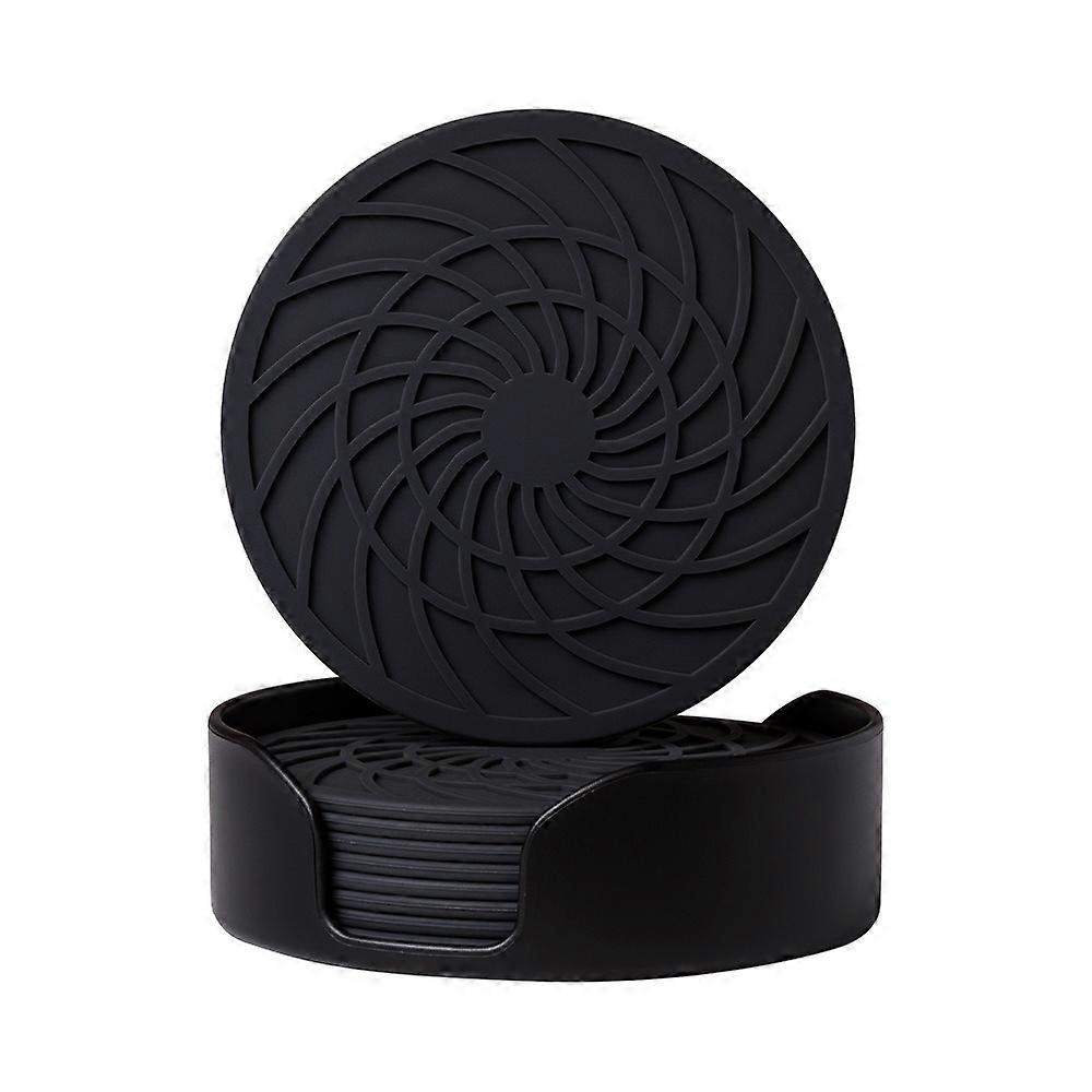 INF New Round 10 Ribbed Silicone Pad Non-slip and Heat Insulating Black