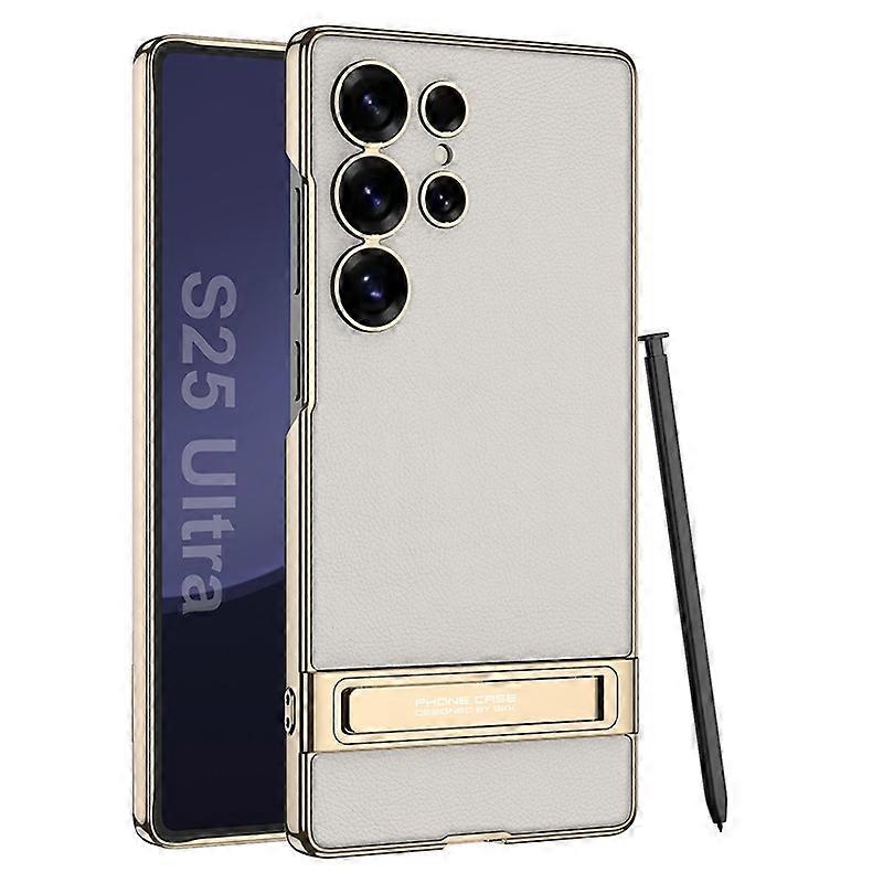 Case for Samsung SM-S25Ultra【Pen not included】 Titanium gray electroplated gear adjustment stand wit