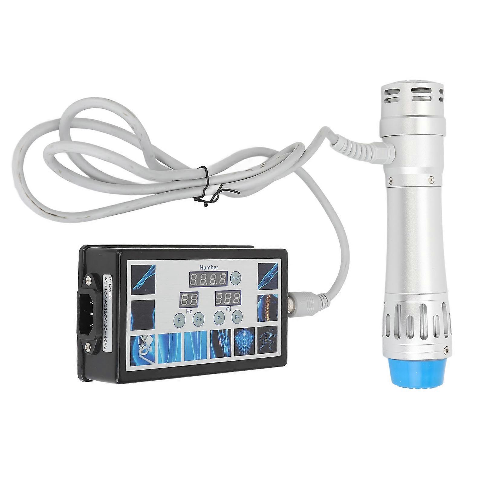Electromagnetic Extracorporeal Shock Wave Machine Deep Tissue Massage ESWT Machine with Aluminum Box 7 Heads Silver Handle 110‑