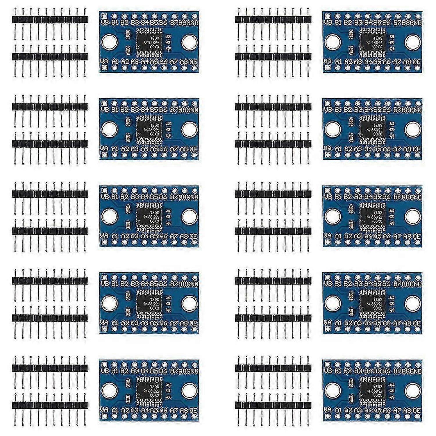 10 Stück TXS0108E 8-Kanal-Level-Shifter-Modul, Hochgeschwindigkeits-Vollduplex-8-Wege-Bidirektional-Logikwandler für Arduino und Raspberry Pi