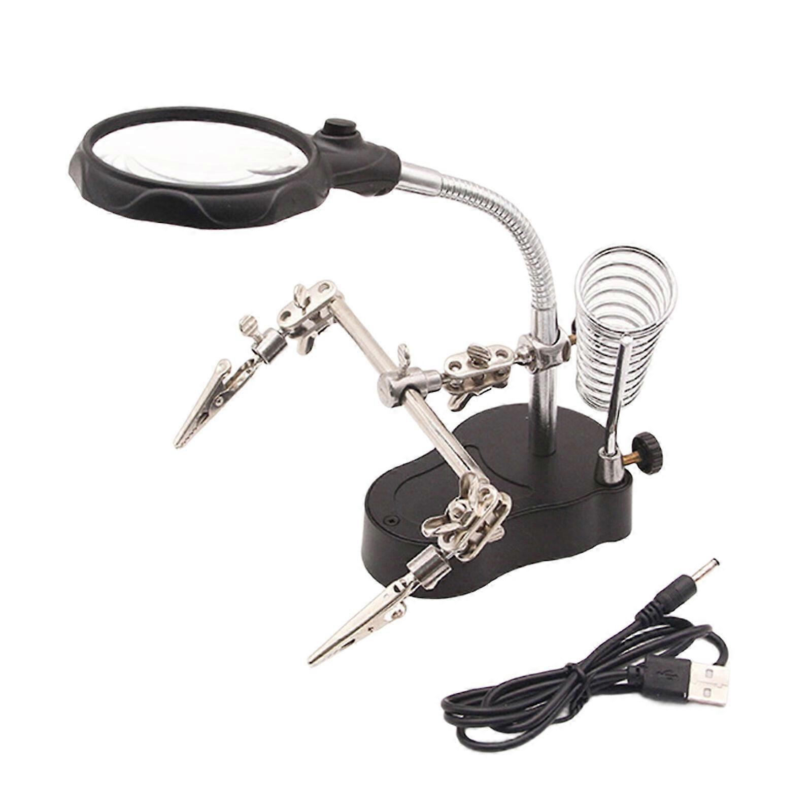 Professional Desktop Magnifier Double Power Sources 4X Optical Lens For Jewelry Crafting And DIYer Electronics Repair Multicolor