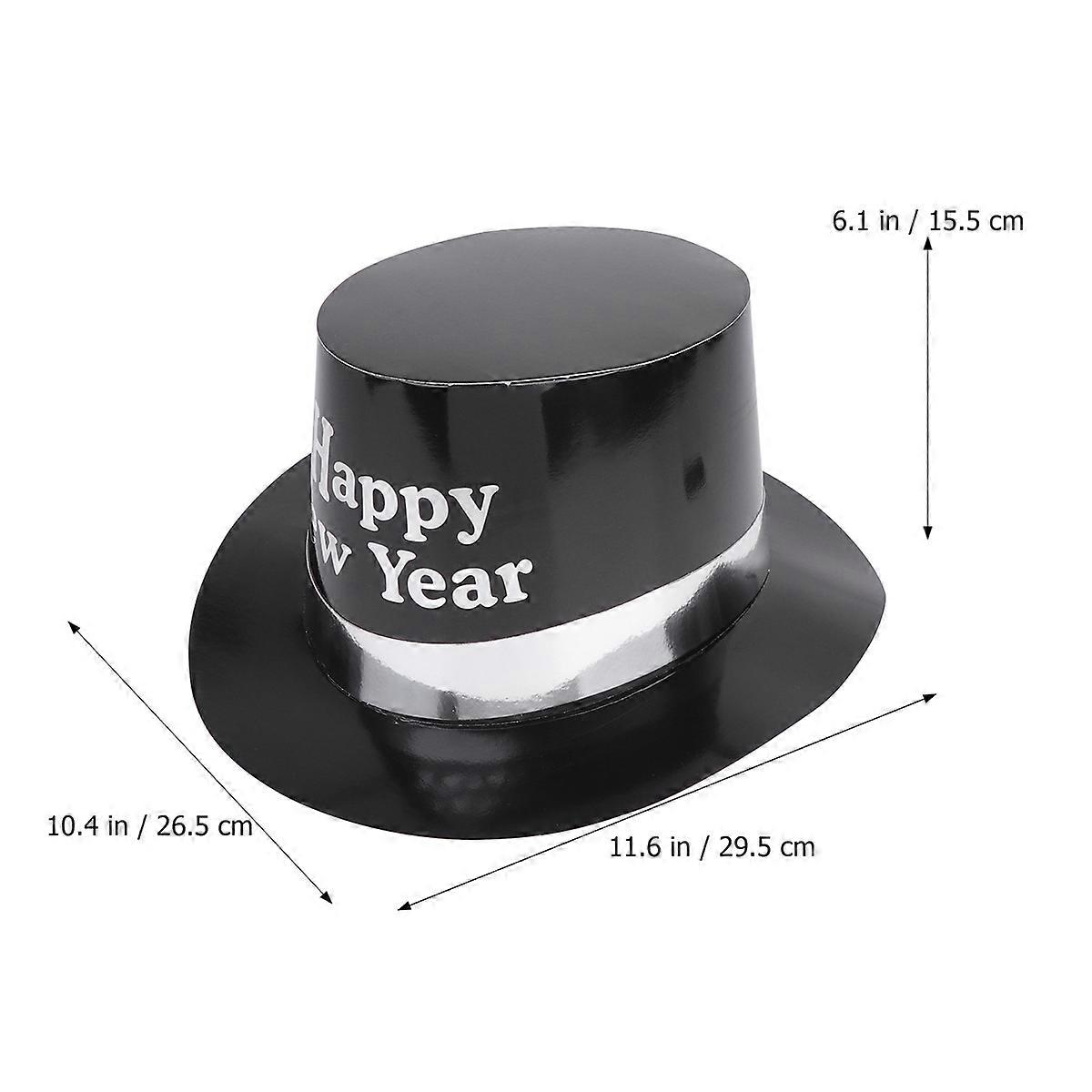 8 قطع حزب Tophat القبعات الورقية ديكورات غطاء الرأس الإبداعية سنة جديدة سعيدة الطباعة حزب يفضل الدعائم لحزب تأثيري (حرف أبيض)