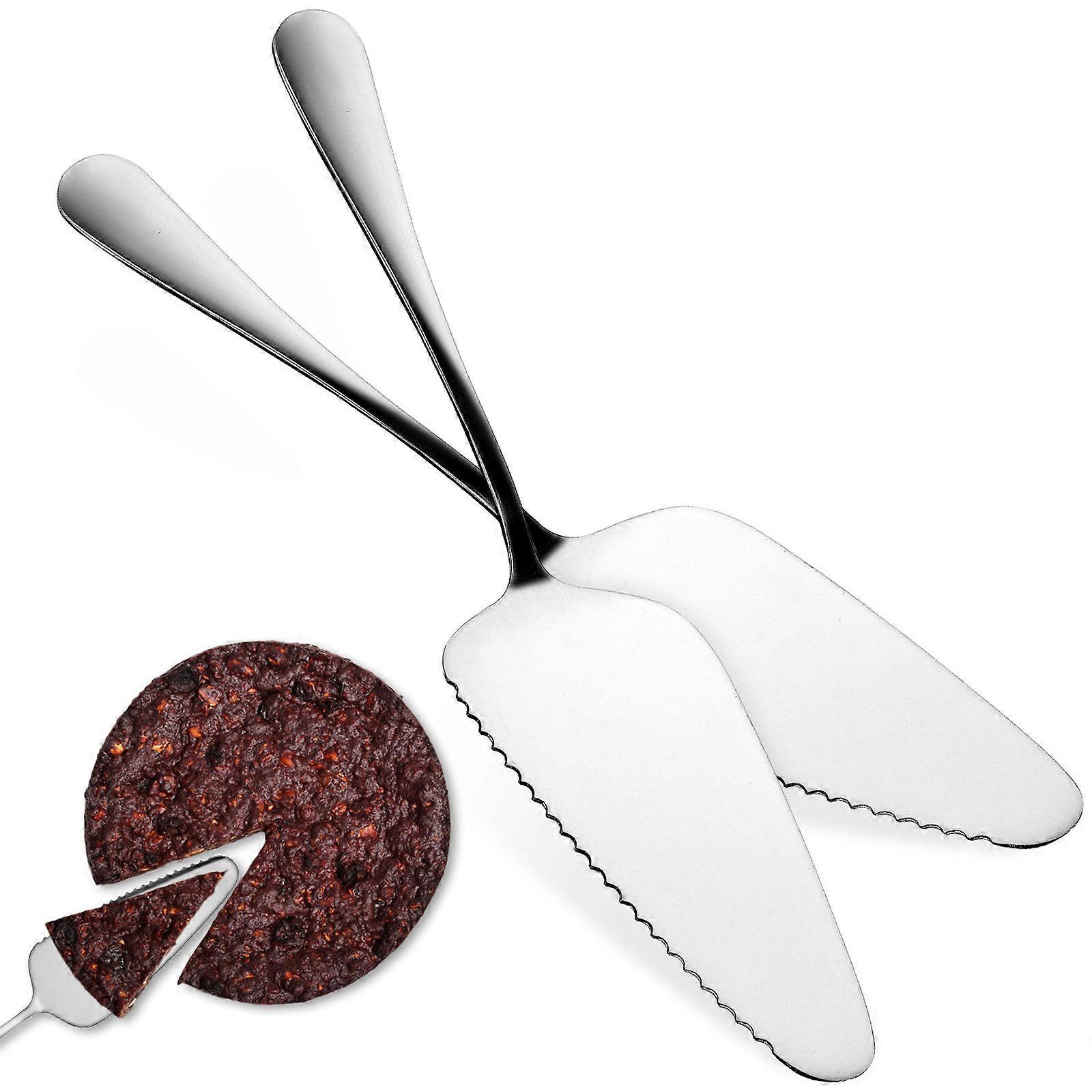 2pcs Stainless Steel Cake Servers for Decor Silver Color Practical Function Wide Applications Easy