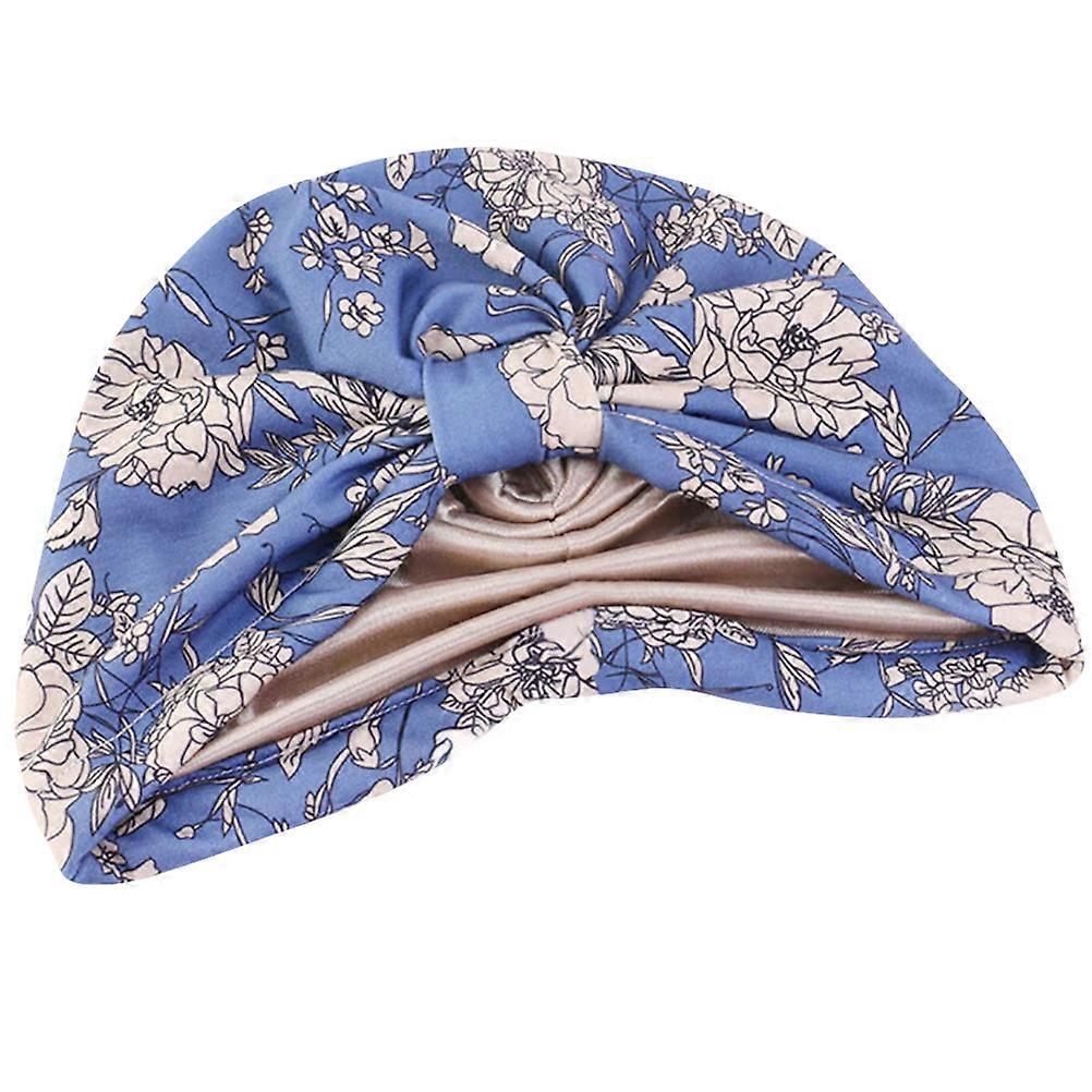 Sky Blue Double Layer Sleeping Cap for Women – Breathable Hair Protector Turban with Elastic Design for