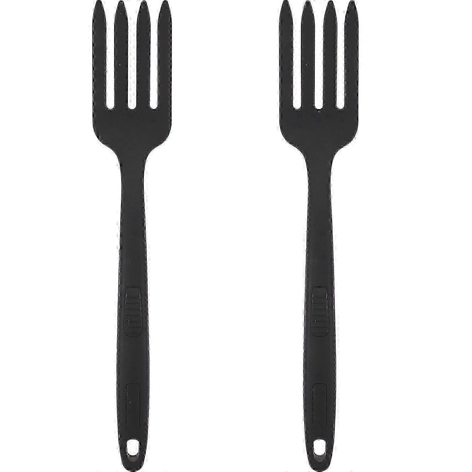 2Pcs Silicone Pasta Fork Multi-function Cooking Fork Reusable Fork Noodle Cooking Fork Kitchen Fork29.50X5.30X2.40CMBlack SZRH AC-
