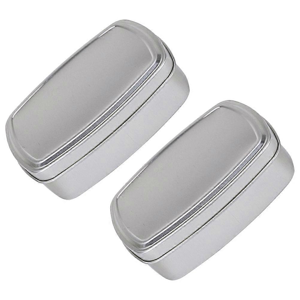 Portable Soap Box Leak-Proof Multi-Function Soap Cases Rectangular Shape Travel-Friendly For Home Use And Gift 2Pcs Silver 9.5x7x2.8cm