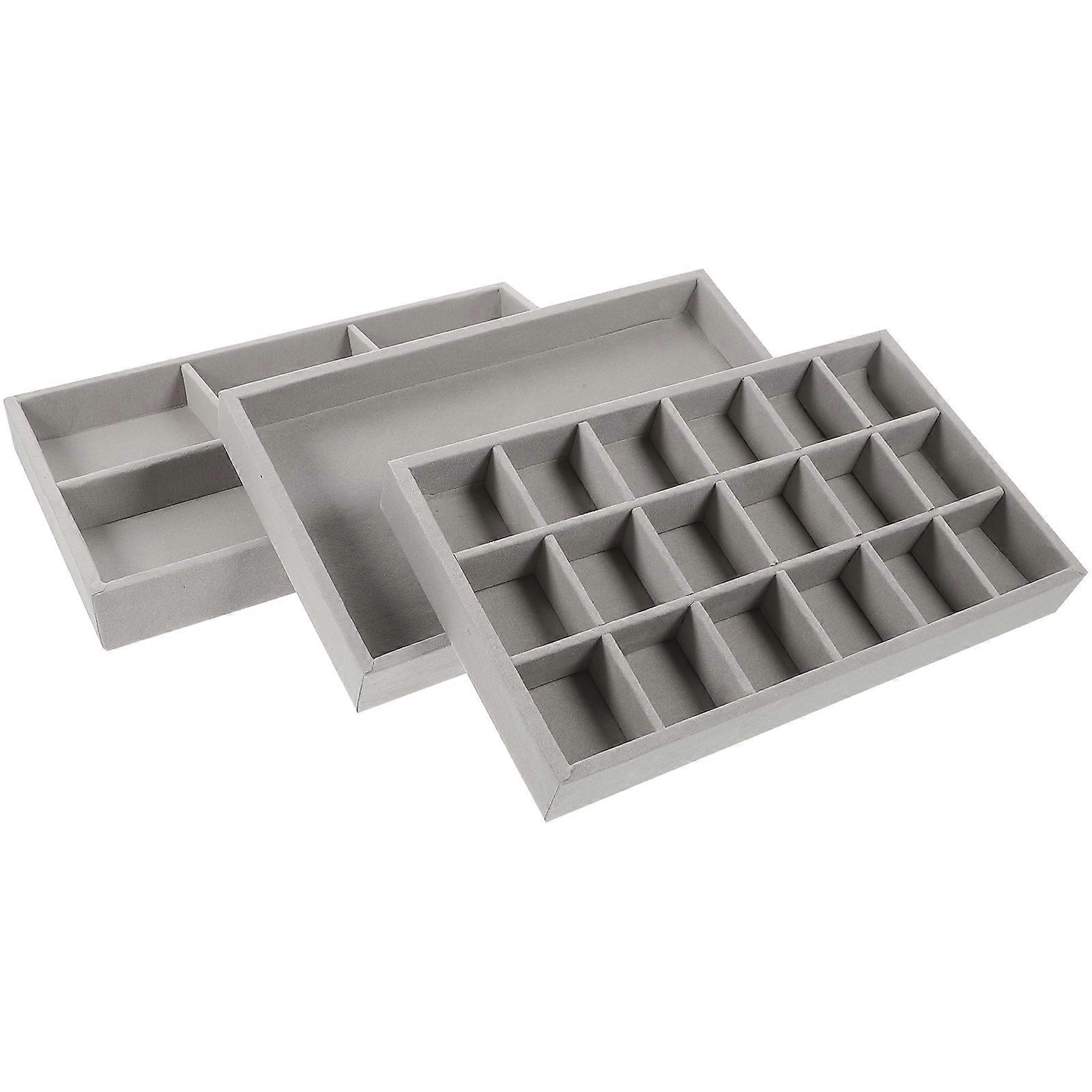 リングディスプレイブレスレットトレイジュエリーショーケース女性ジュエリー所有者スクラッチプロテクションベロアペーパー3個