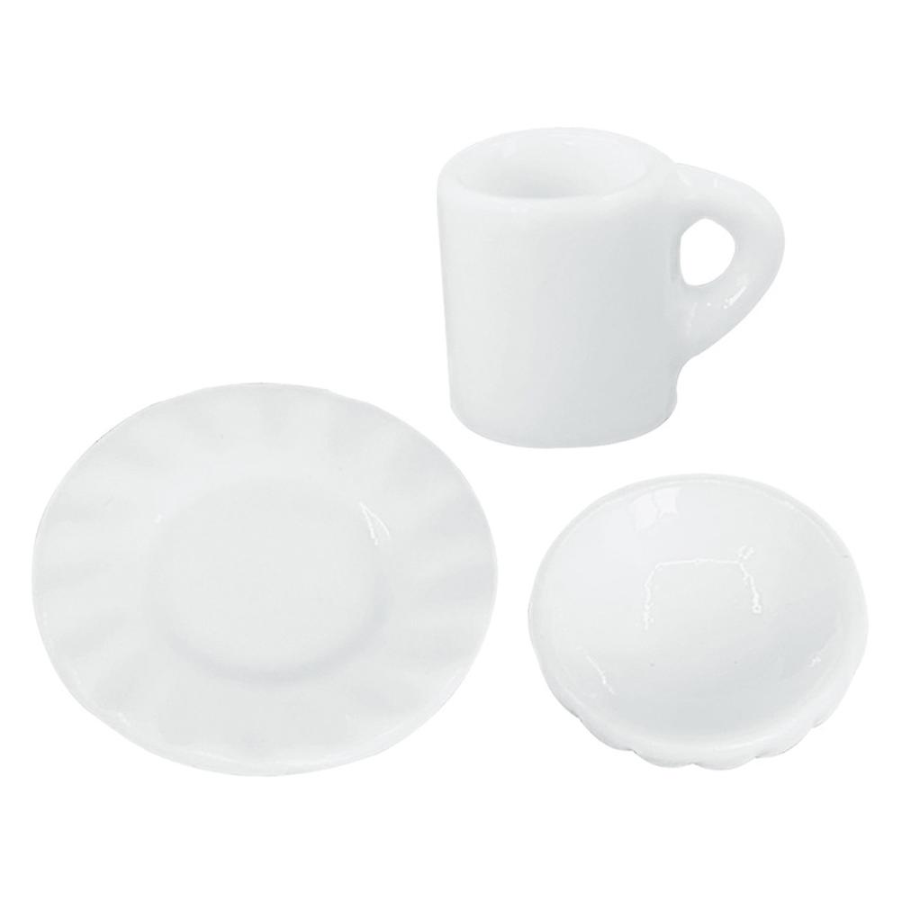 Miniature Coffee Mug & Saucer Set for Dollhouse Pretend Play – Realistic Kitchen Accessories for DIY Micro Food Display