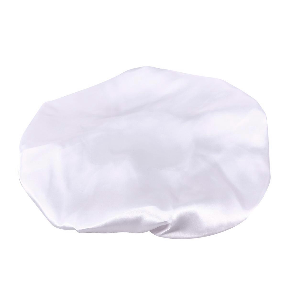Hair Shower Cap Round Elastic Hat Prevent Wet Hair Imitation Silk Material Silver Bathing Hat Suitable For Shower 1Pcs