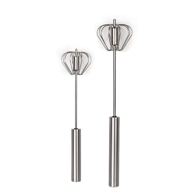 3 Pcs Semi-automatic Whisk, Stainless Steel Egg Beater, Multifunctional Whisk, silver,24.6*6cm