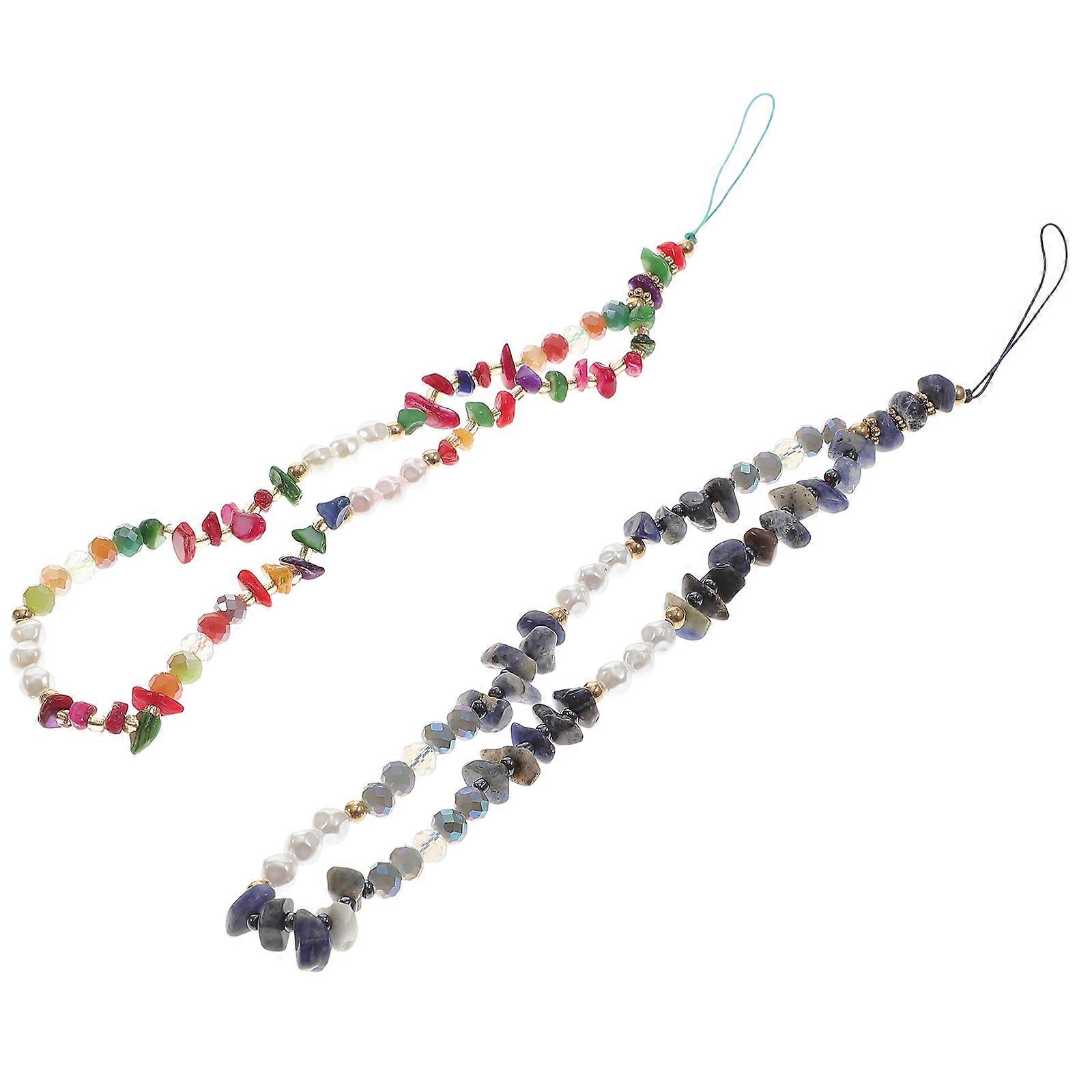 Beaded Phone Lanyard with Gravel and Pearl for Decoration Assorted Color PHONE CHAINS