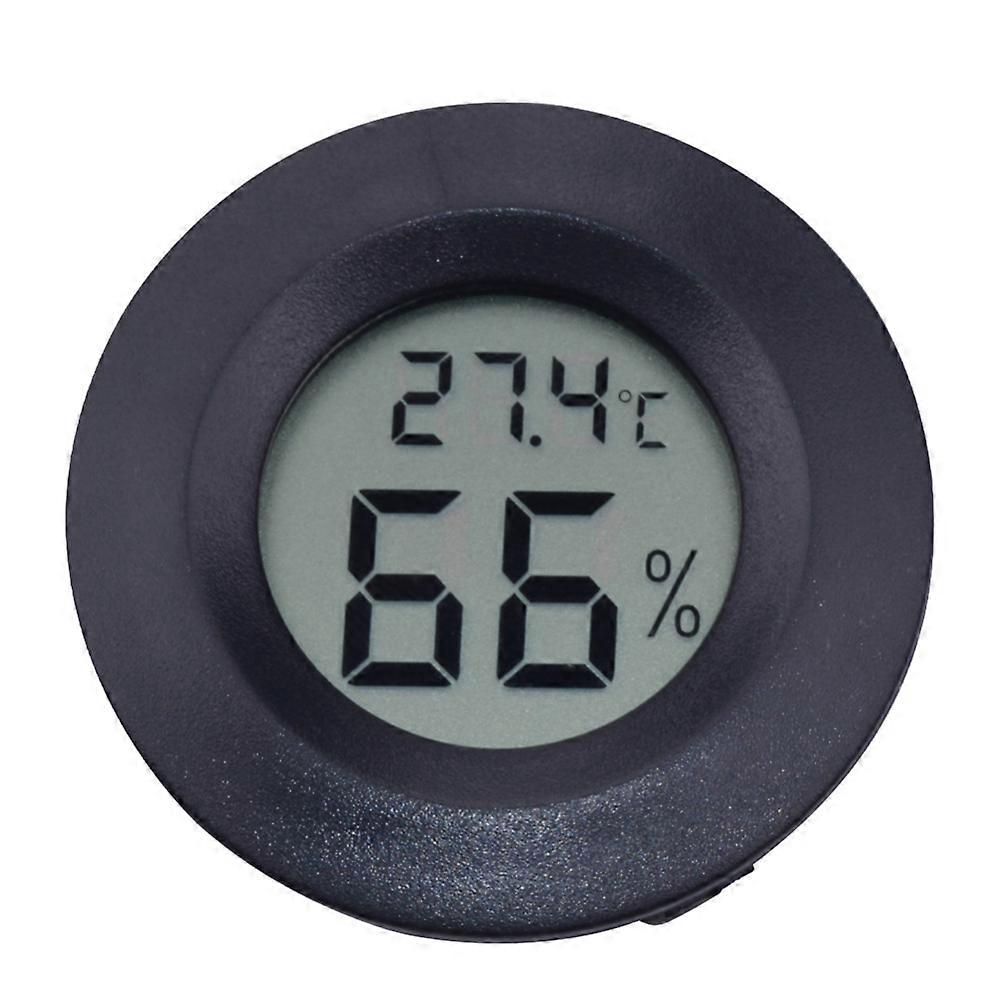 6PC Round Digital Hygrometer Embedded Electronic Digital Hygrometer Acrylic Reptile Pet Humidity Meter for Pet Store Home Use (Black)