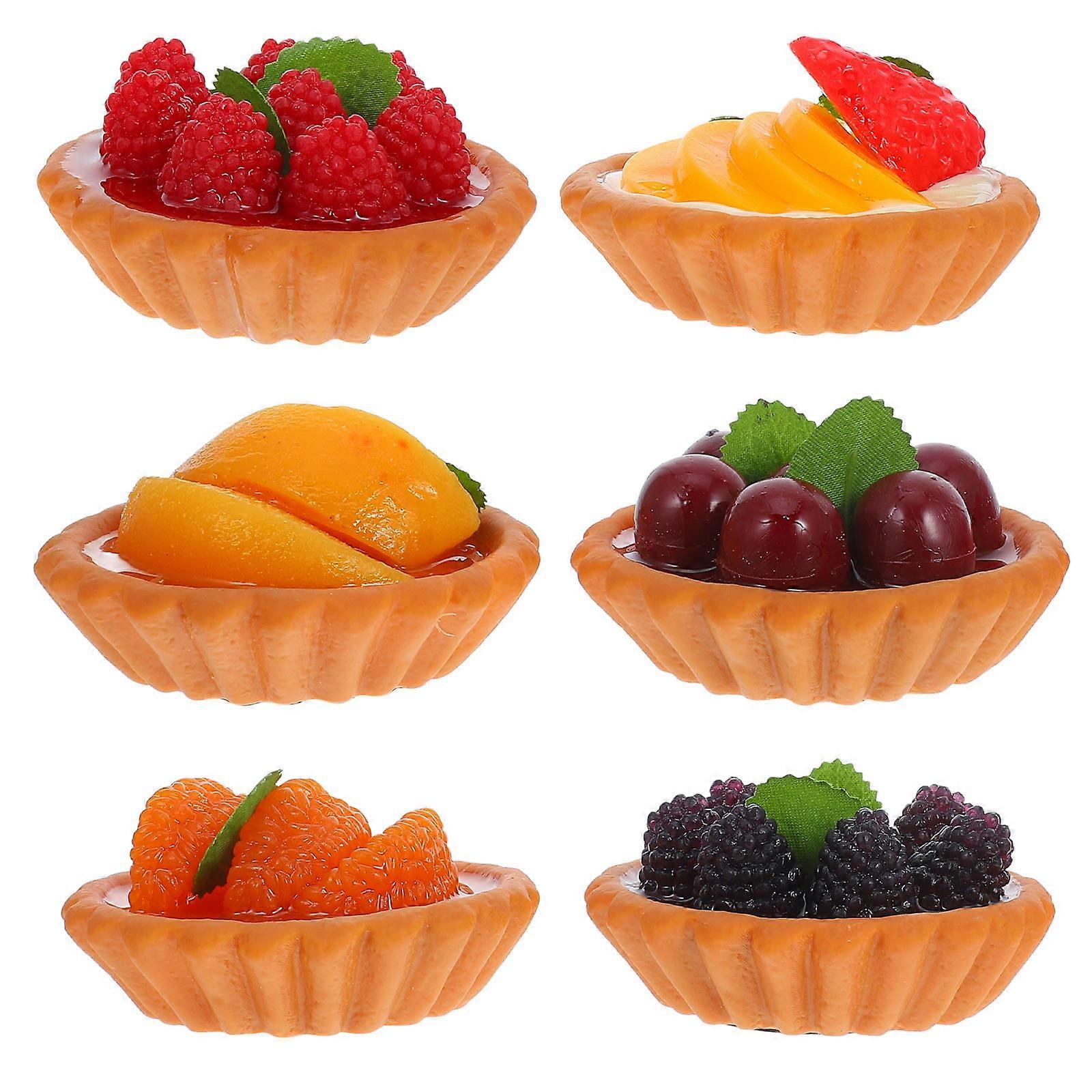 Realistic Egg Tart Artificial Food for Photography and Kitchen Display 6pcs Multi PVC