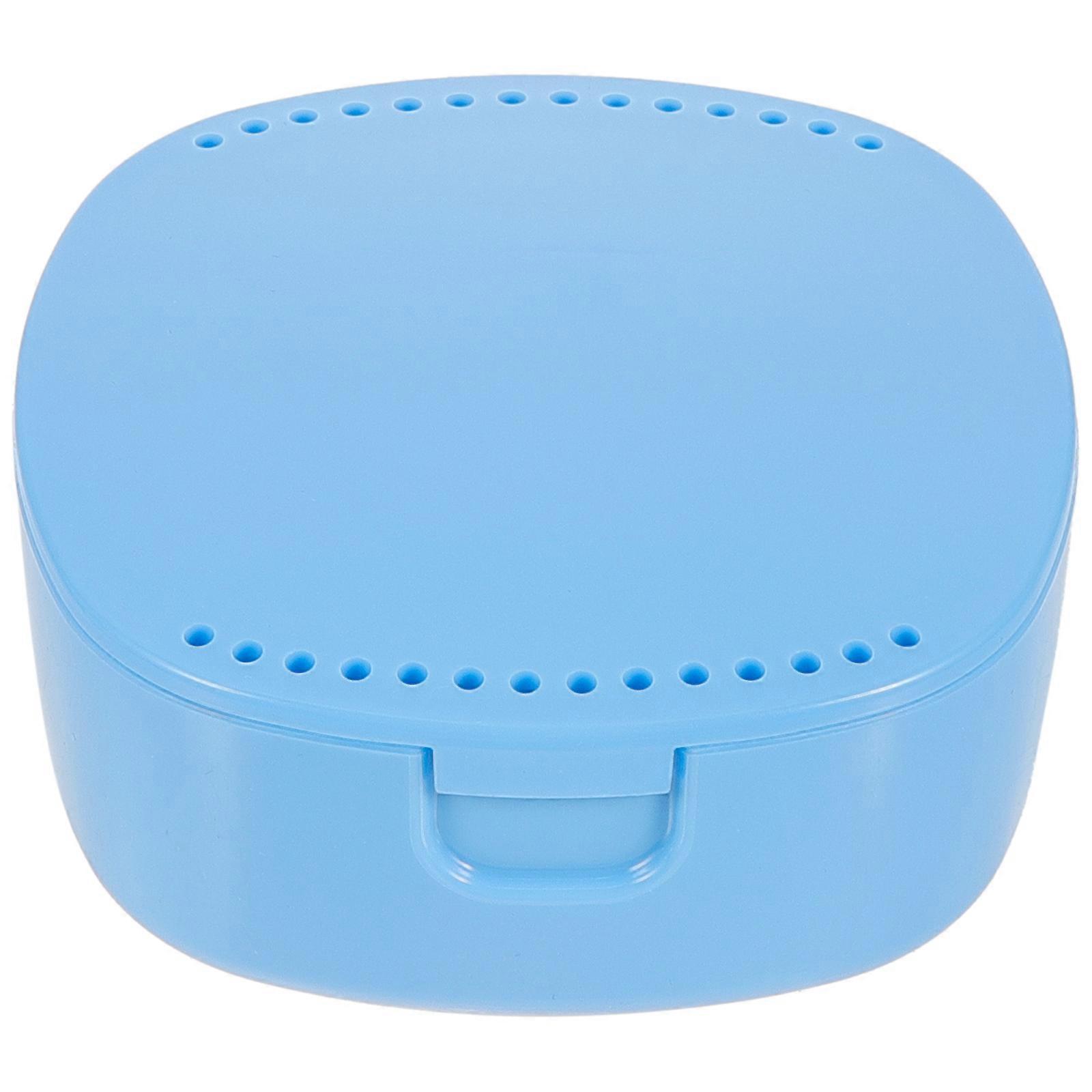 Denture Box Retainer Case with Mirror Vent Holes Design Portable ABS Material White Color