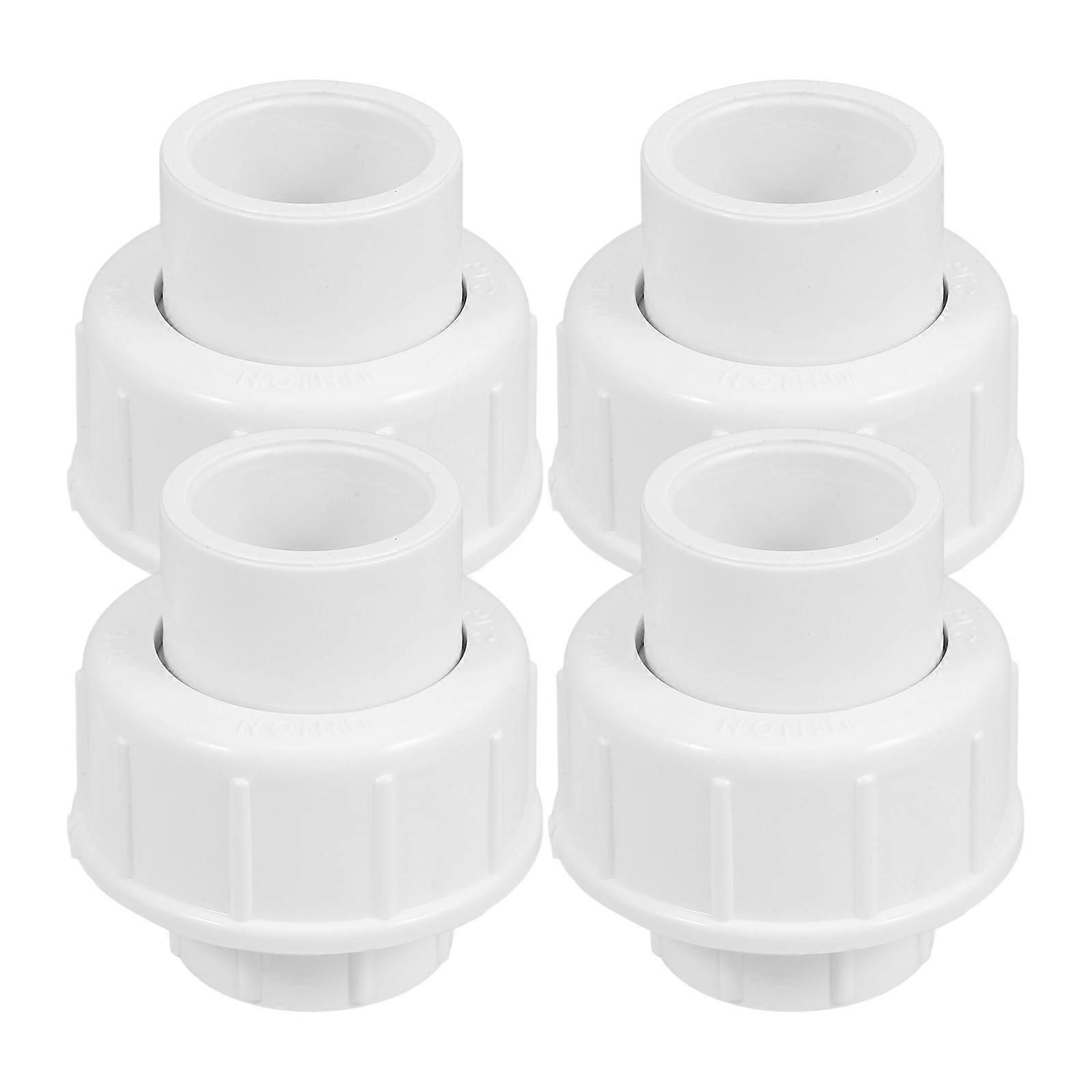 White PVC Union Fitting for Tubing Use Easy Connection High Impact Resistance Versatile Indoor Outdoor 4pcs