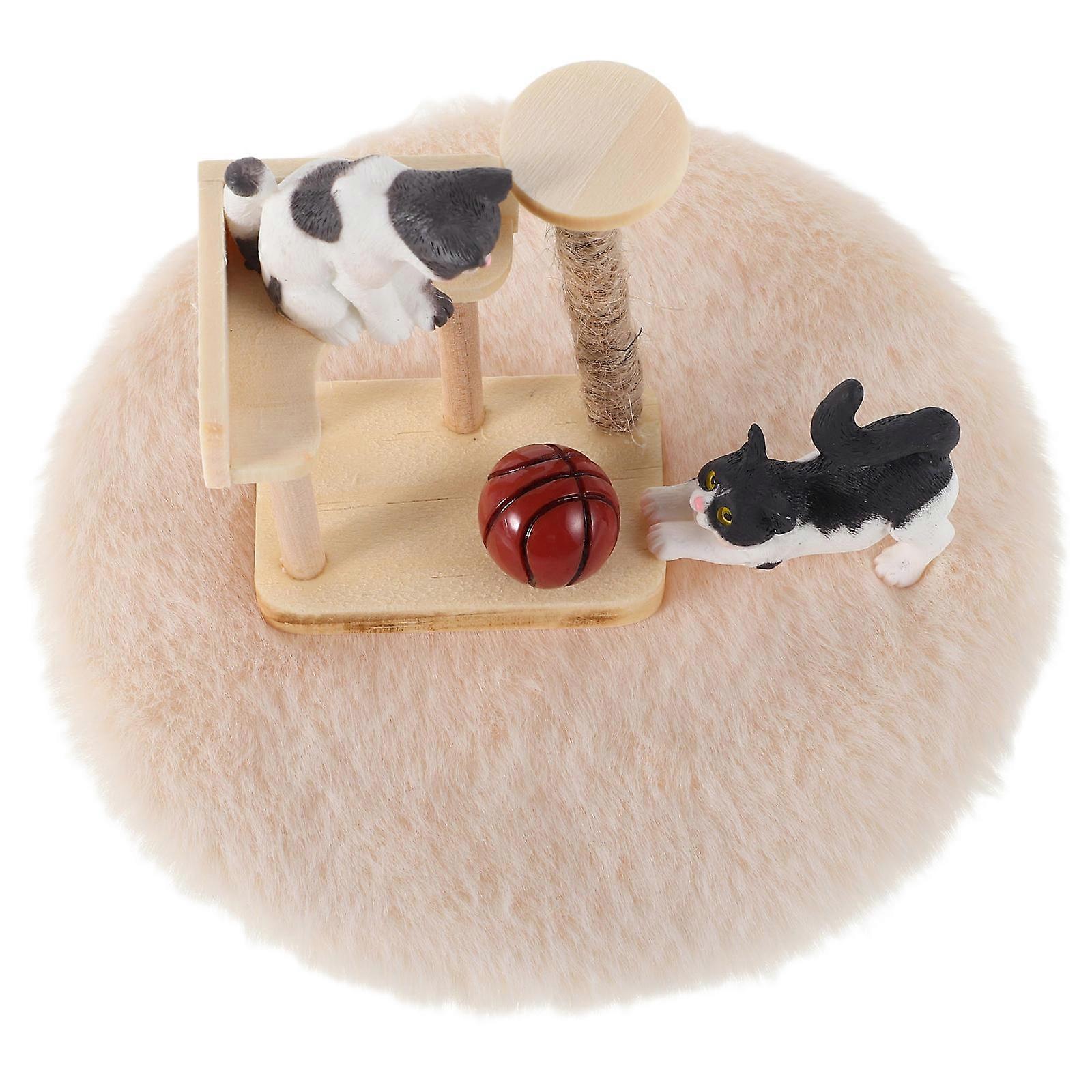 Interactive Kitten Playset Miniature Dollhouse Cat Tree Tiny Toys For Girls Miniature House Accessories Pretend Play Scenarios Rich In Detail 1Set