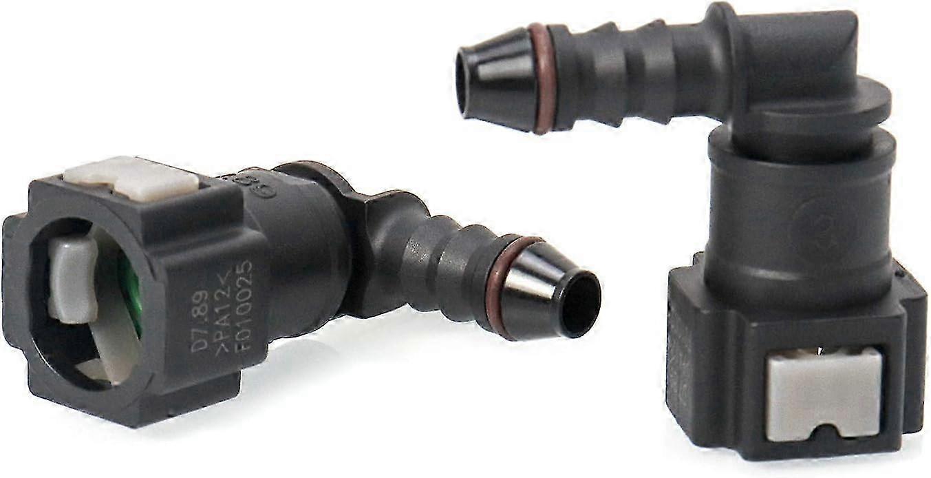fuel line connection hose fitting, 90 degree quick fitting, plastic connection 7.9 mm ID6, 2 pieces