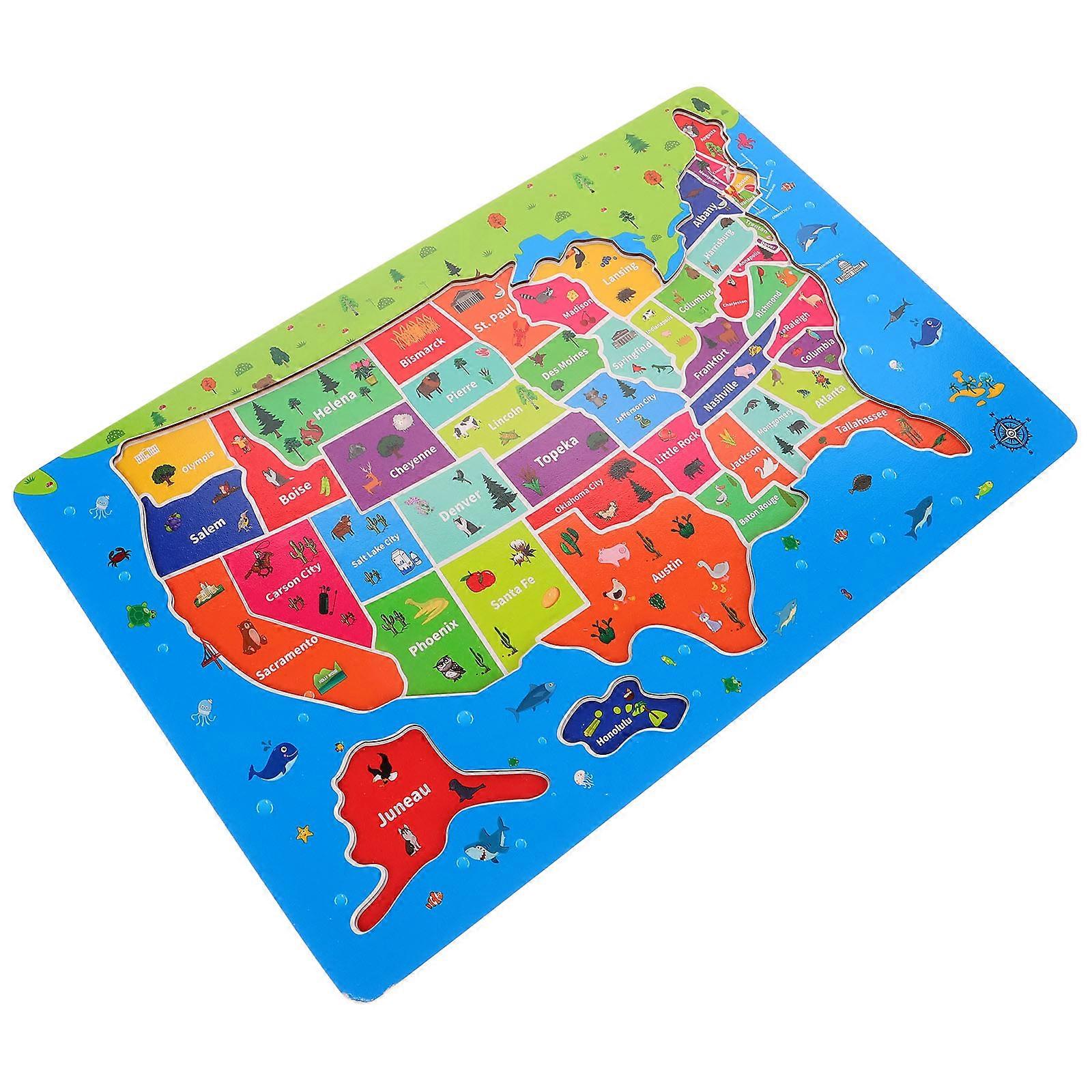Wooden USA Map puzzle for Kids Age 48 Educational Toy with Learning Fun