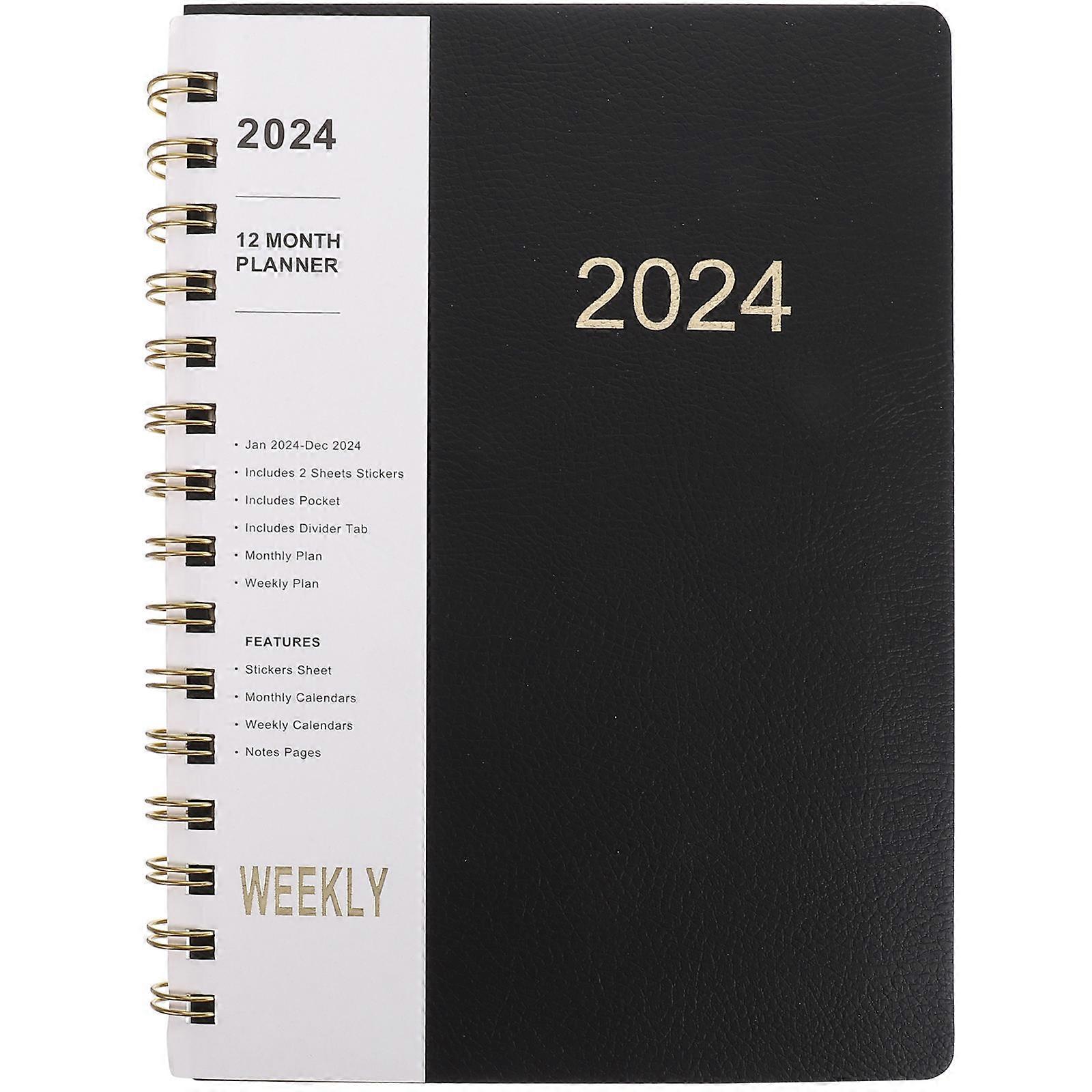 Daily Task Notebook Schedule Planner Spiral Notebook For Office Workers Daily Use Black 1Pack