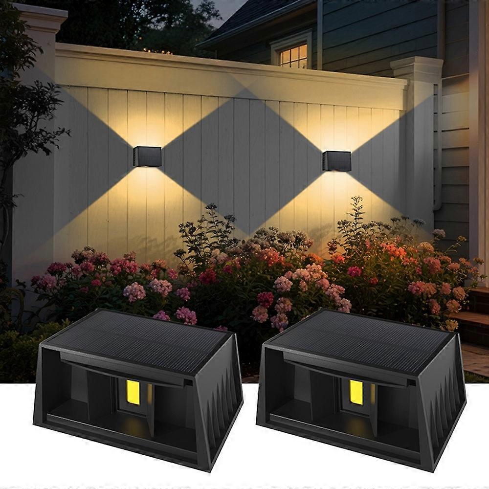 TS-G0806 2 قطعة في الهواء الطلق الشمسية الجدار غسالة ضوء شعاع قابل للتعديل مقاوم للماء LED مصباح أجواء زخرفية
