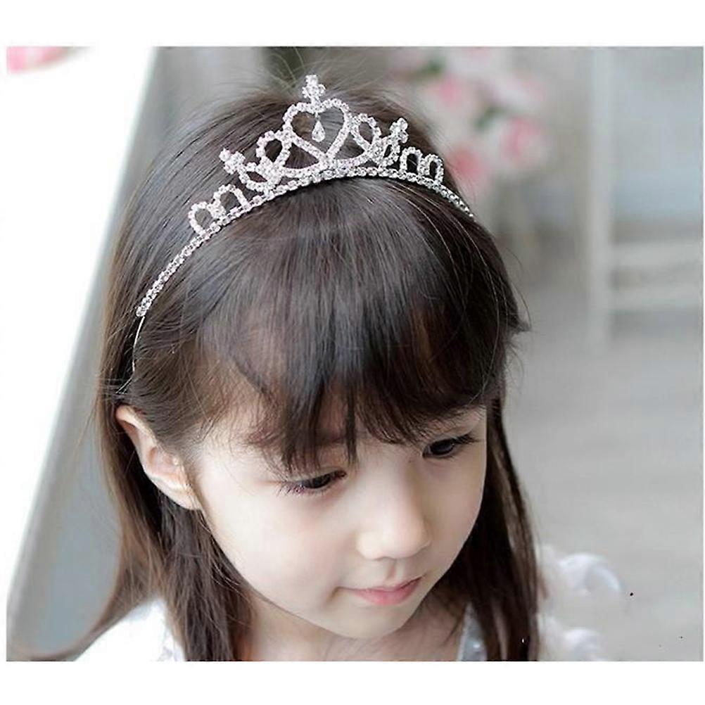 Girls Shiny Crown Hairband Bridal Prom Accessory 11.5x11.5x17cm Silver Tiara Decoration 1Set