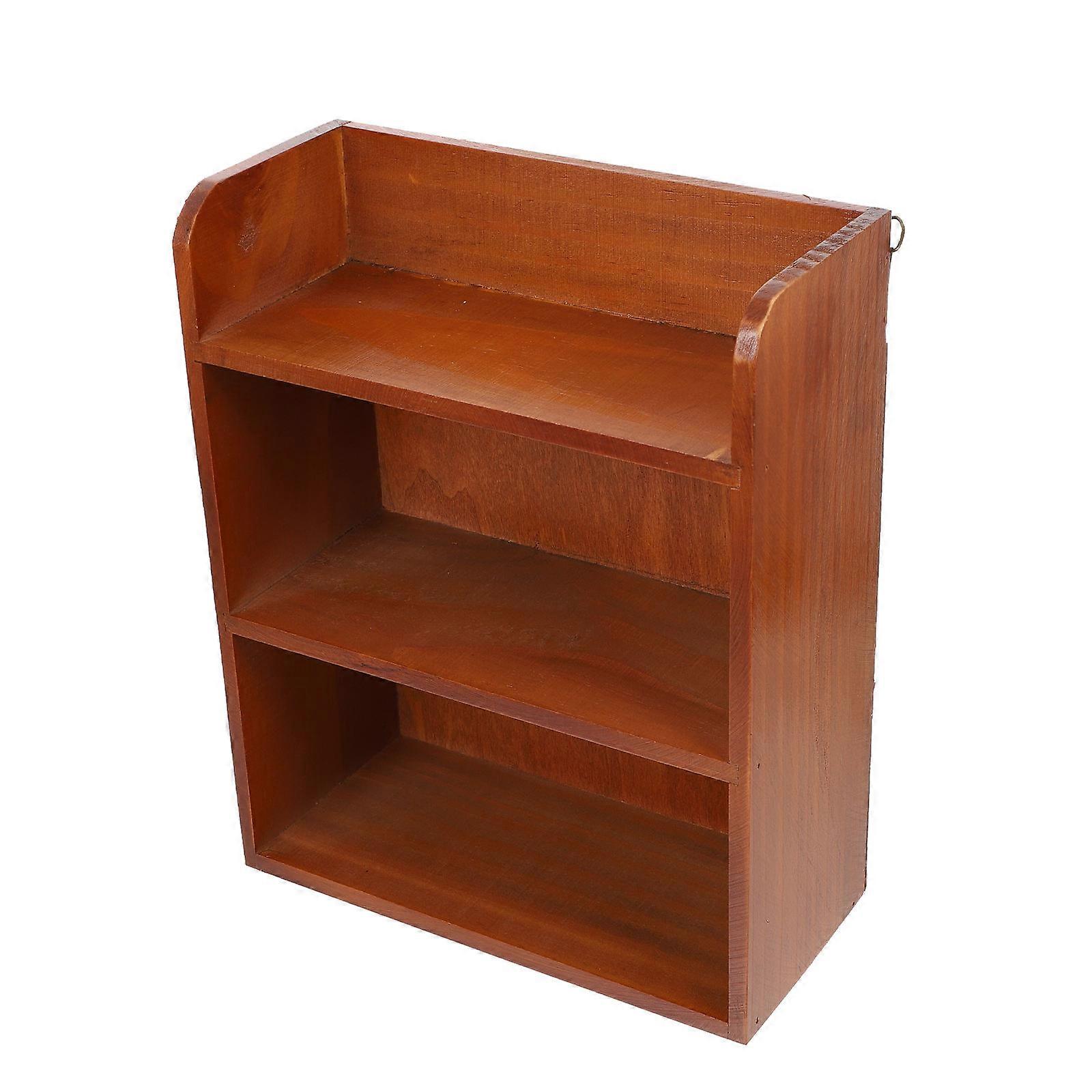 Light Brown Desktop Storage Holder Made of Synthetic Material for Home Organization with Multilayer Design